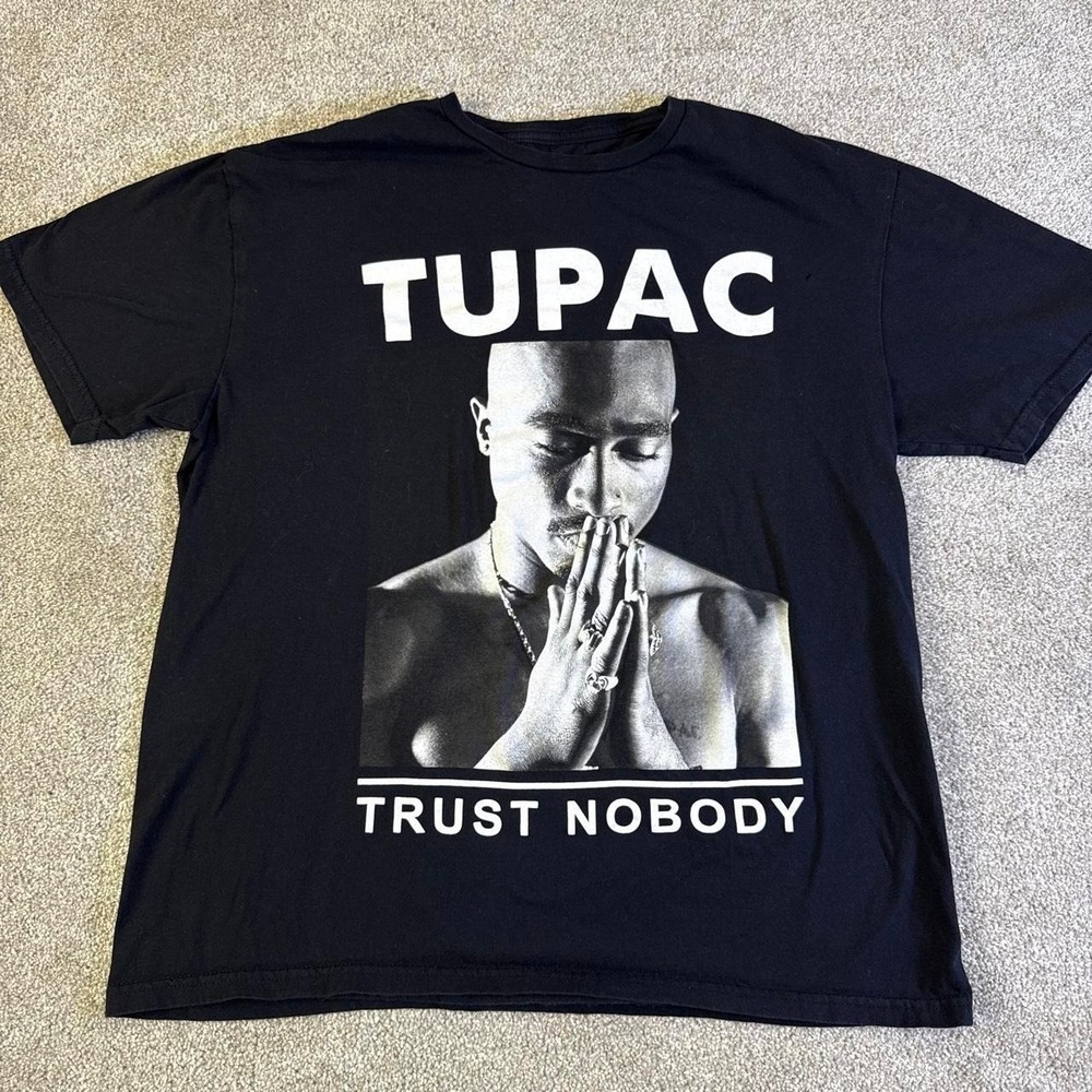 Tupac Trust Nobody Graphic T Shirt Black Cotton XL Rap Hip Hop